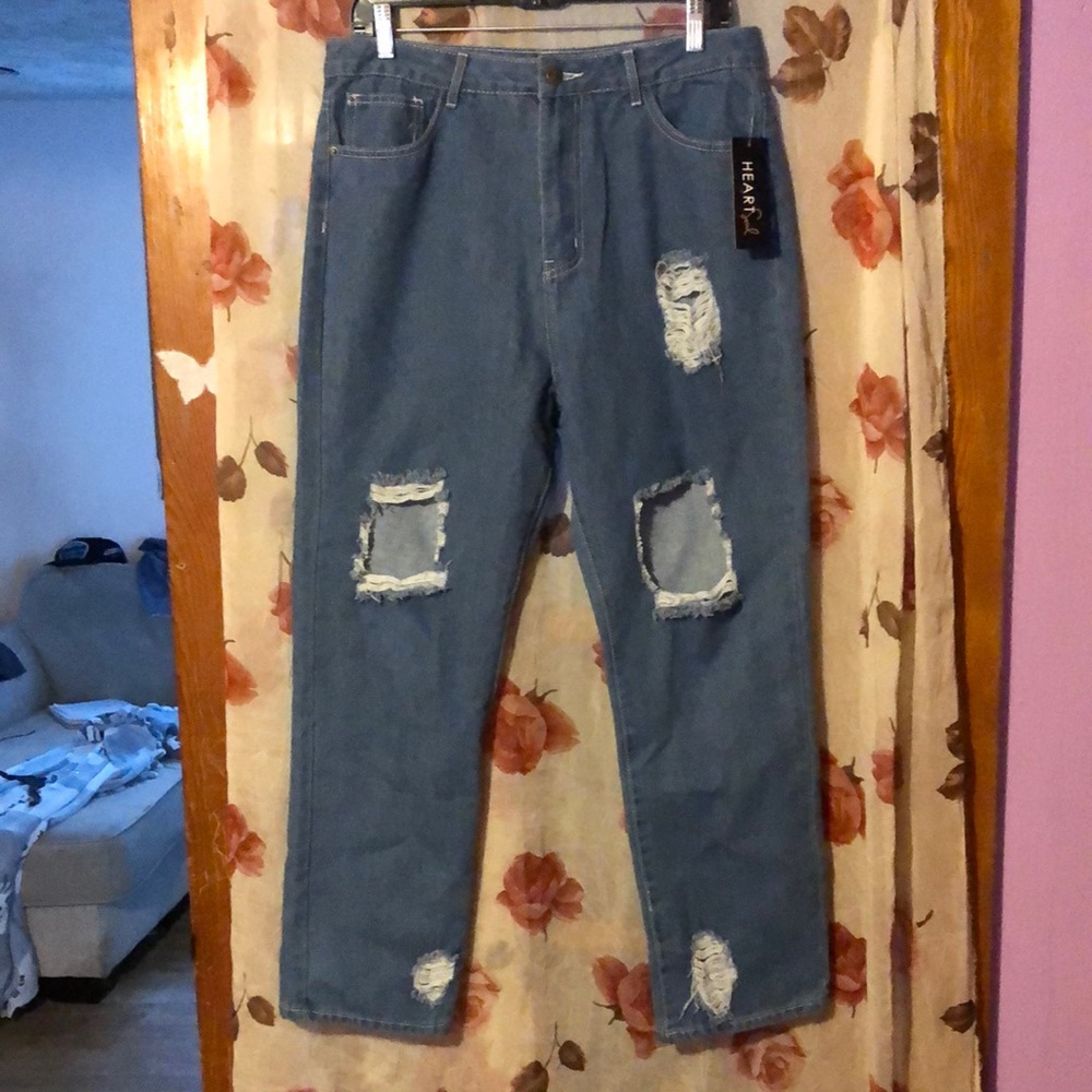 Heart Soul Distressed Blue Jeans